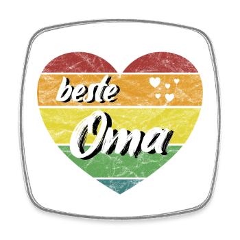 beste Oma Geschenk Lieblingsoma Herz retro vintage - Viereckiger Kühlschrankmagnet - Weiß - Vorne