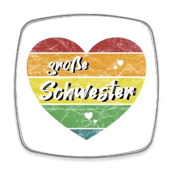 große Schwester Herz retro vintage - Viereckiger Kühlschrankmagnet - Weiß - Vorne