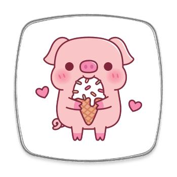 Cute Piggy Loves Icecream - Square fridge magnet - white - Front