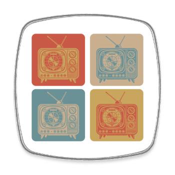 Retro TV – Vintage Classics - Square fridge magnet - white - Front