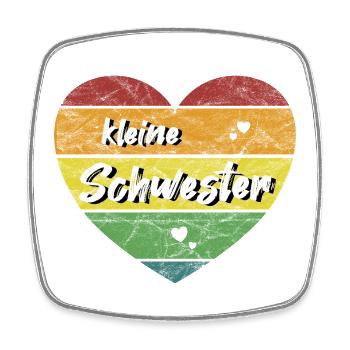 kleine Schwester Herz retro vintage - Viereckiger Kühlschrankmagnet - Weiß - Vorne