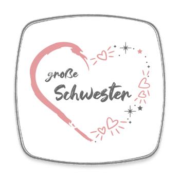große Schwester rosa grau Herz - Viereckiger Kühlschrankmagnet - Weiß - Vorne