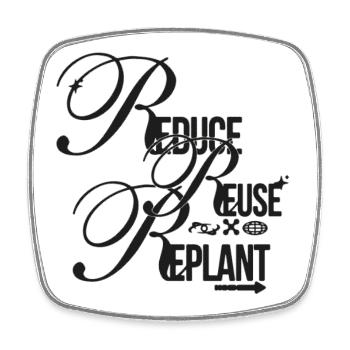 Sustainability Script – Reduce Reuse Replant - Square fridge magnet - white - Front