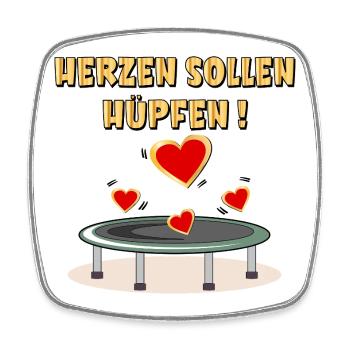 HERZEN SOLLEN HÜPFEN - TRAMPOLINSPRINGEN - Viereckiger Kühlschrankmagnet - Weiß - Vorne