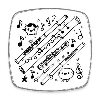 Flute Comic - Square fridge magnet - white - Front