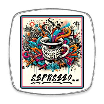 Espresso Graffiti - Square fridge magnet - white - Front
