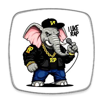 Rapper elephant: unique urban style! - Square fridge magnet - white - Front