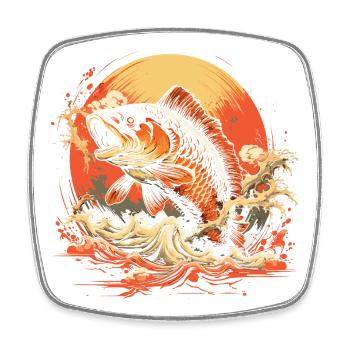 Illustration de pêche - Magnet carré - blanc - Devant