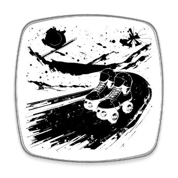 Roller Skating Drawing - Square fridge magnet - white - Front
