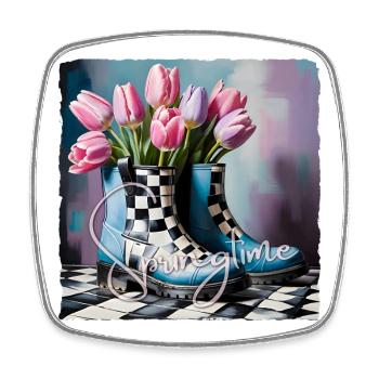 Frühlingszeit mit Tulpen - Viereckiger Kühlschrankmagnet - Weiß - Vorne