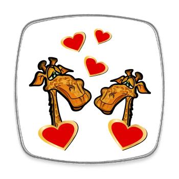 COUPLES IN LOVE GIRAFFES HEART - Square fridge magnet - white - Front