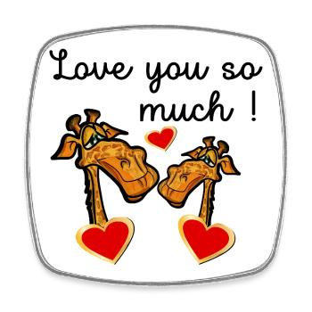 ICH LIEBE DICH SO SEHR, PAAR GIRAFFE - Viereckiger Kühlschrankmagnet - Weiß - Vorne