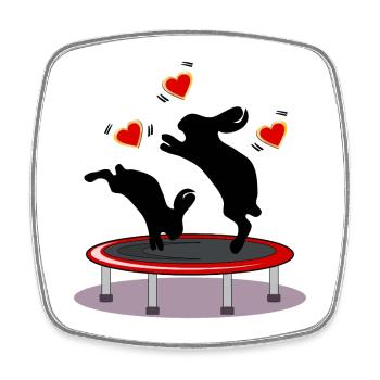LAPIN DE PÂQUES LAPIN TRAMPOLINE COEURS DE PÂQUES - Magnet carré - blanc - Devant