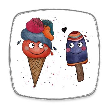 Icecream Summer Love Illustration - Square fridge magnet - white - Front