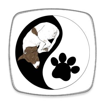 Chien et patte Yin Yang symbole - Magnet carré - blanc - Devant