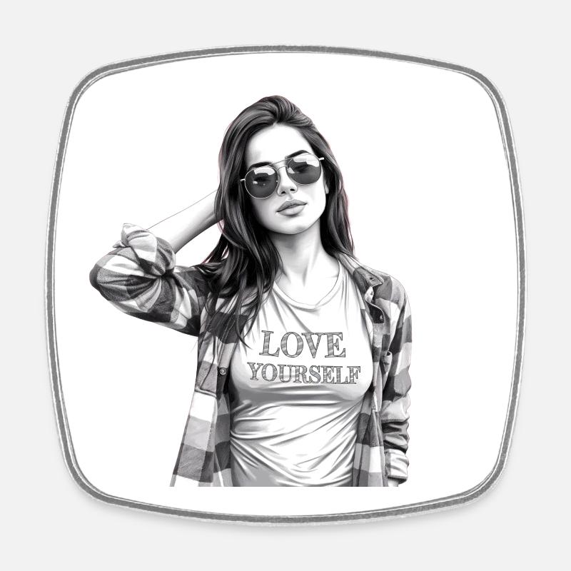 Love yourself - Square fridge magnet - white