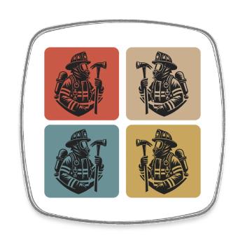 Fire Brigade - Heroes In Action - Square fridge magnet - white - Front