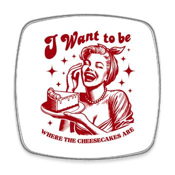 Cheesecake Retro Sehnsucht - Viereckiger Kühlschrankmagnet - Weiß - Vorne