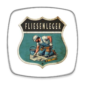 Fliesenleger Wappen Design - Viereckiger Kühlschrankmagnet - Weiß - Vorne