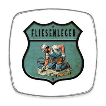 Fliesenleger Wappen Design - Viereckiger Kühlschrankmagnet - Weiß - Vorne