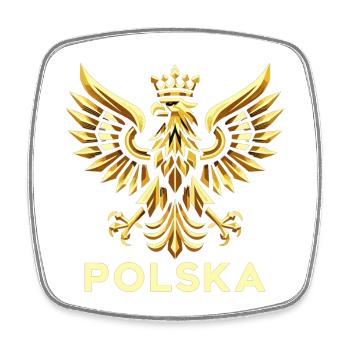 Polen Polska Adler Gold episch Flagge Geschenk - Viereckiger Kühlschrankmagnet - Weiß - Vorne