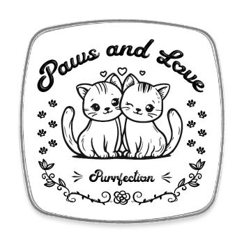 Paws & Love – Schnurrfekt - Square fridge magnet - white - Front