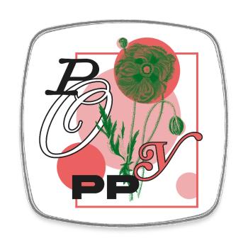Botanische Mohn-Poesie - Viereckiger Kühlschrankmagnet - Weiß - Vorne