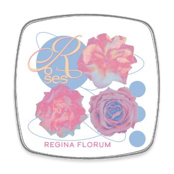 Regina Florum – Ausgefallenes Rosendesign - Viereckiger Kühlschrankmagnet - Weiß - Vorne