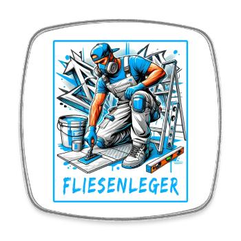 Fliesenleger – Perfektion auf jedem Boden - Viereckiger Kühlschrankmagnet - Weiß - Vorne