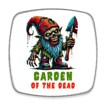 Zombie Gartenzwerg – Albtraum im Garten - Viereckiger Kühlschrankmagnet - Weiß - Vorne