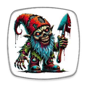 Zombie Gartenzwerg – Albtraum im Garten - Viereckiger Kühlschrankmagnet - Weiß - Vorne