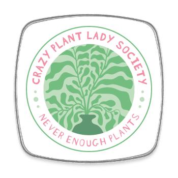 Crazy Plant Lady Society Emblem - Viereckiger Kühlschrankmagnet - Weiß - Vorne