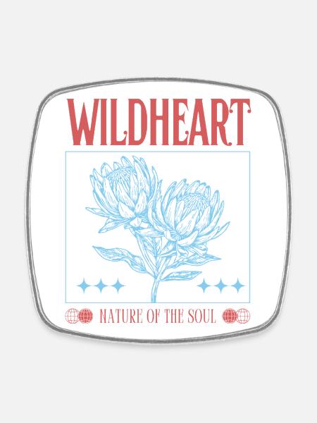 Wildheart – Déclaration florale inspirée de la nature - Magnet carré - blanc