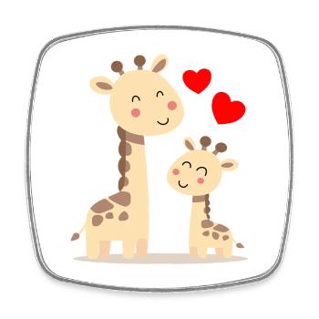 Baby Giraffe mit Mami Giraffe - Viereckiger Kühlschrankmagnet - Weiß - Vorne