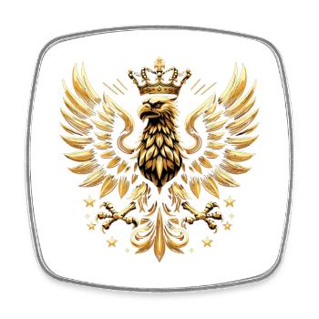 Polen Polska Adler Gold episch Flagge Geschenk - Viereckiger Kühlschrankmagnet - Weiß - Vorne
