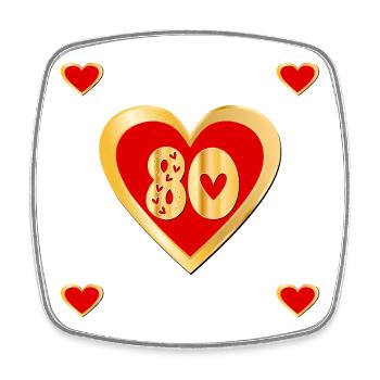 80th birthday Eighty Heart - Square fridge magnet - white - Front