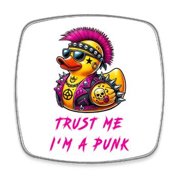Trust me, I'm a punk / duck - Square fridge magnet - white - Front