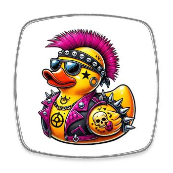 Punk rubber duck - Square fridge magnet - white - Front