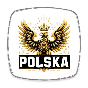 Pologne Polska aigle or drapeau épique cadeau - Magnet carré - blanc - Devant
