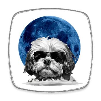 Lunar Pup Shades - Square fridge magnet - white - Front