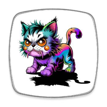Crazy Cat - Square fridge magnet - white - Front