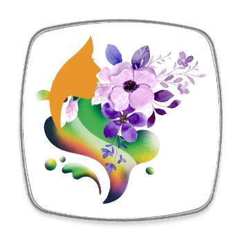Floral Rainbow Silhouette - Square fridge magnet - white - Front