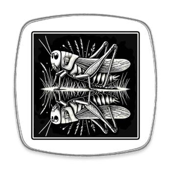 Spiegelbild der Natur – Heuschrecke in Symmetrie - Viereckiger Kühlschrankmagnet - Weiß - Vorne