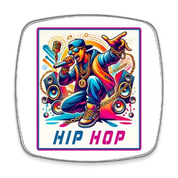 Hip-Hop Vibes – Rapper with Microphone - Square fridge magnet - white - Front