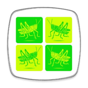 Minimalist grasshopper – nature art - Square fridge magnet - white - Front