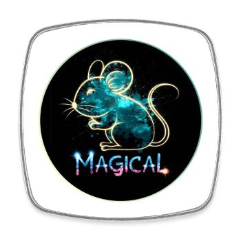 Magische Ratte - Viereckiger Kühlschrankmagnet - Weiß - Vorne