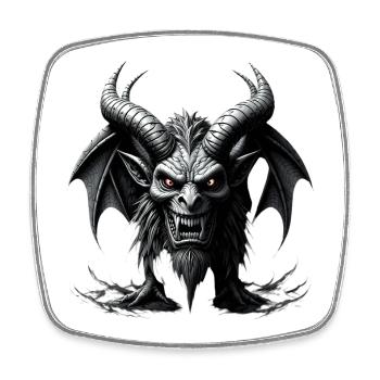 Fearsome Demon, Horns & Bat Wings - Square fridge magnet - white - Front