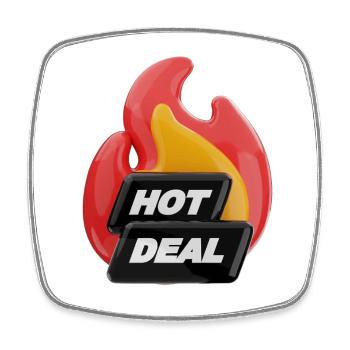 Hot Deal Déclaration de Flamme 3D Icône de design - Magnet carré - blanc - Devant