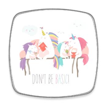 Unicorn don't be basic statement - Square fridge magnet - white - Front