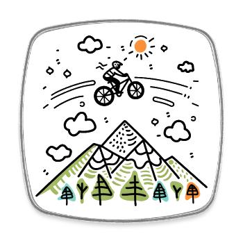 Dessin VTT - Magnet carré - blanc - Devant